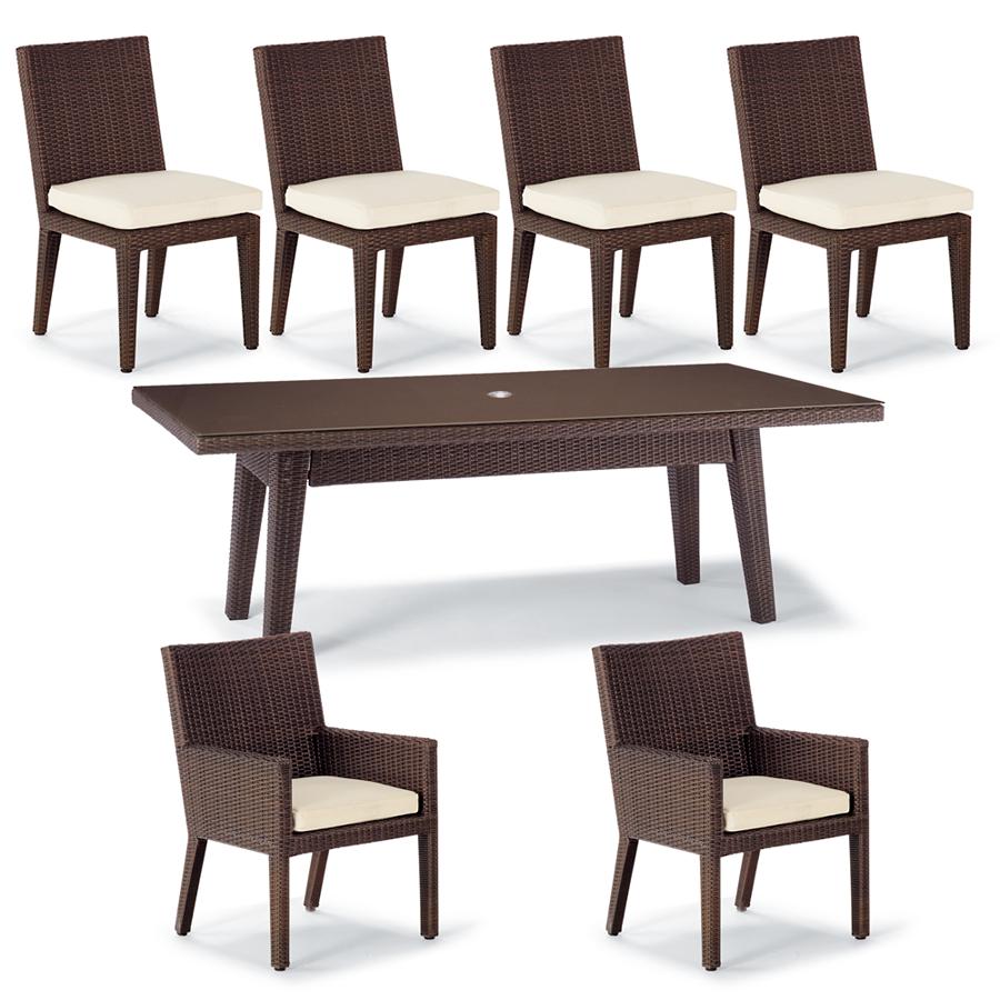 Noelia Outdoor Patio Dining Set 6 Chairs and 1 Table (Dark Brown) - Image 4