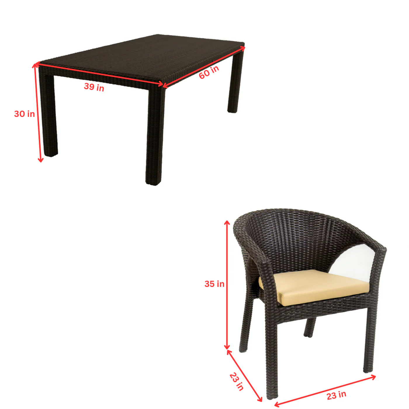 Conti Outdoor Patio Dining Set 6 Chairs and 1 Table (Dark Brown) - Image 4