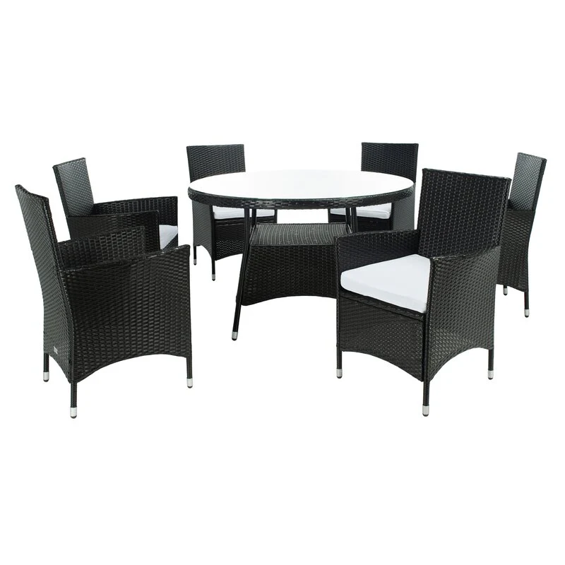 Salvatrice Outdoor Patio Dining Set 6 Chairs and 1 Table (Black) - Image 3