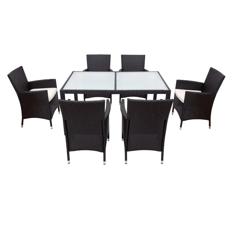 Orso Outdoor Patio Dining Set 6 Chairs and 1 Table (Black) - Image 3