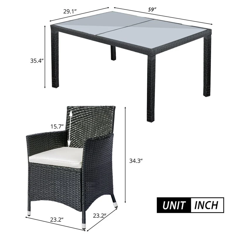 Orso Outdoor Patio Dining Set 6 Chairs and 1 Table (Black) - Image 5