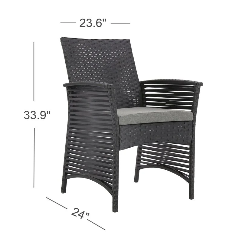 Palermo Outdoor Patio Dining Set 6 Chairs and 1 Table (Black) - Image 7