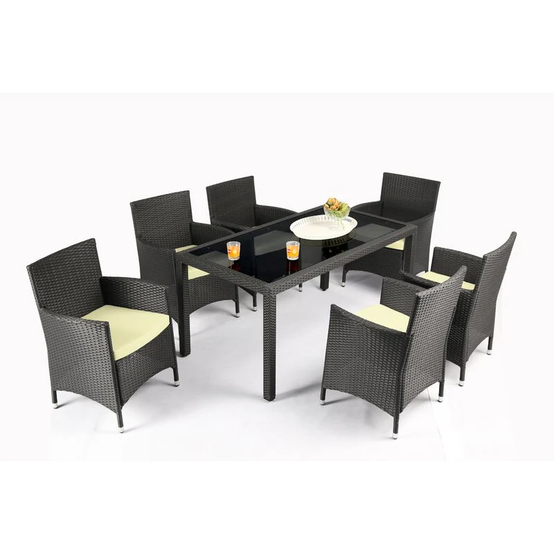 Lombardo Outdoor Patio Dining Set 6 Chairs and 1 Table (Black) - Image 3