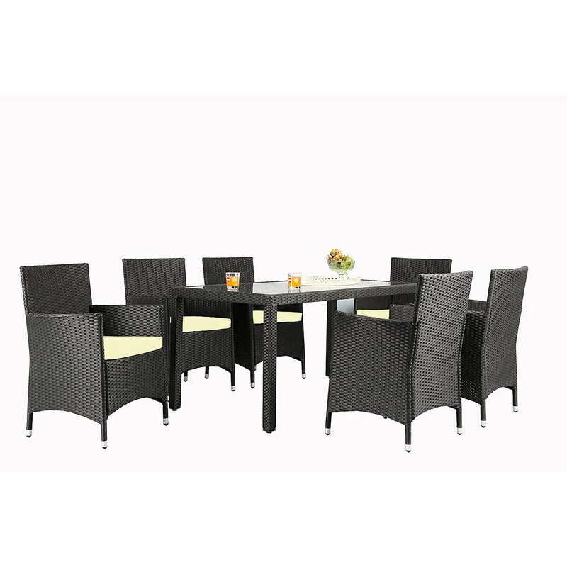 Lombardo Outdoor Patio Dining Set 6 Chairs and 1 Table (Black) - Image 4