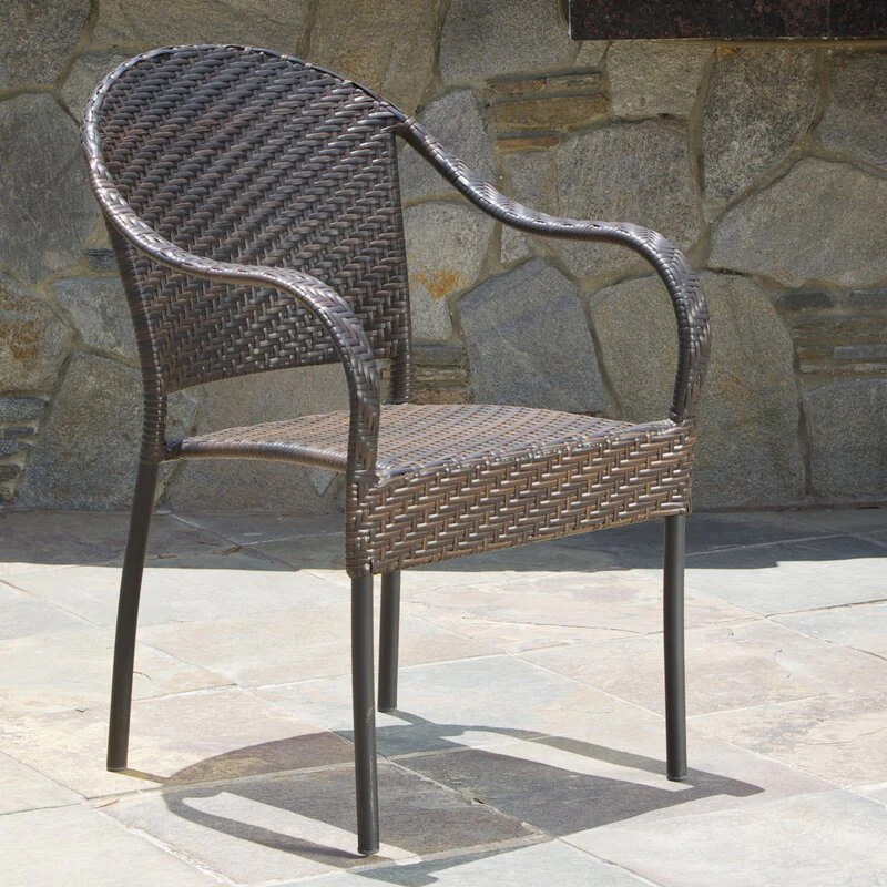 Michele Outdoor Patio Dining Set 6 Chairs and 1 Table (Brown) - Image 4