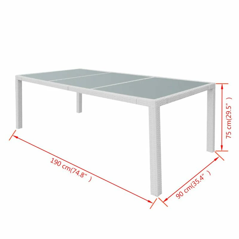 Rinaldo Outdoor Patio Dining Set 8 Chairs and 1 Table (White) - Image 7