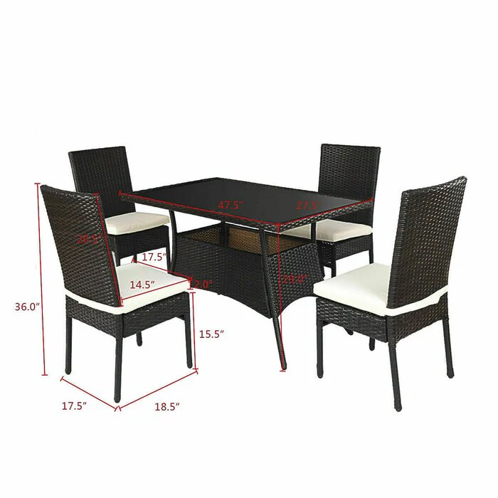 Bonucci Outdoor Patio Dining Set 4 Chairs and 1 Table (Dark Brown) - Image 6