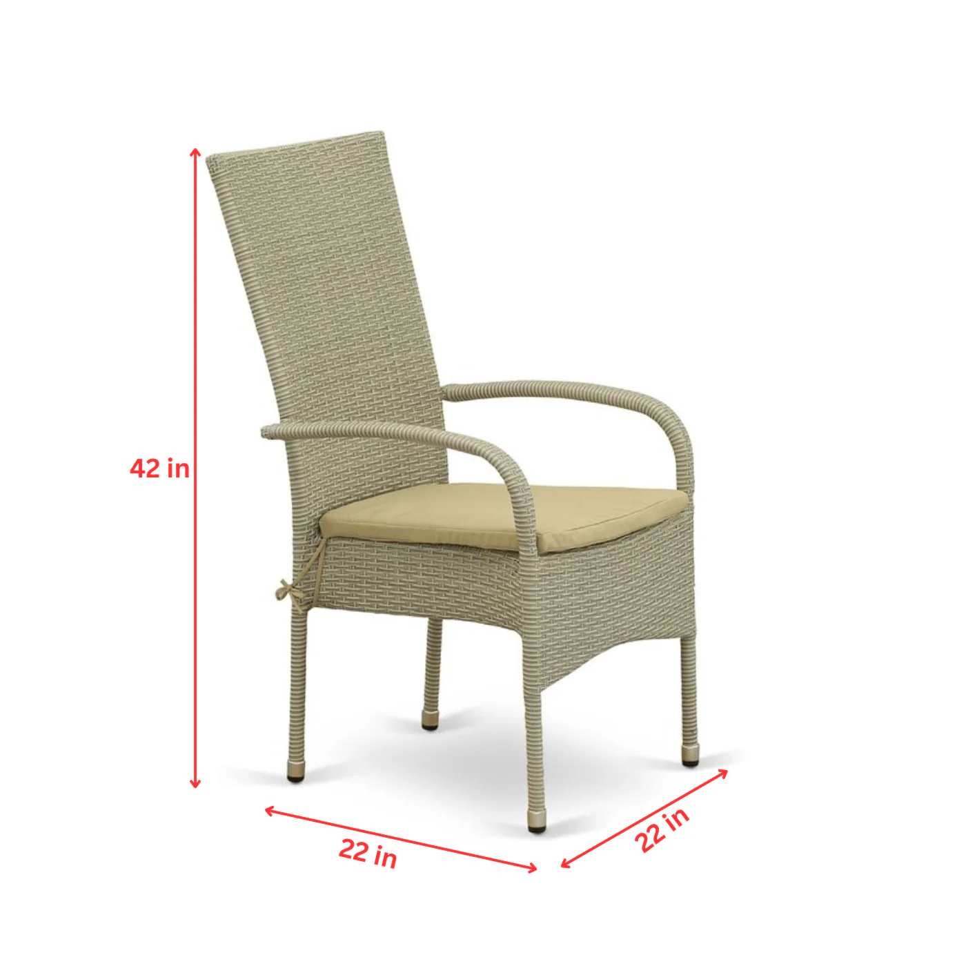 Alessandro Outdoor Patio Dining Set 4 Chairs and 1 Table (Cream) - Image 9