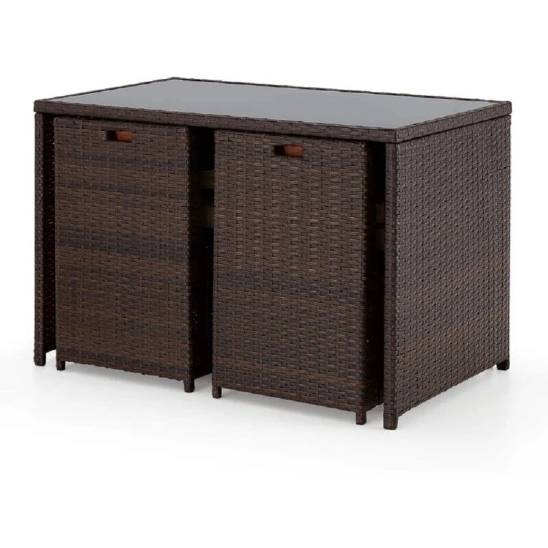 Greco Outdoor Patio Dining Set 4 Chairs and 1 Table (Brown) - Image 4