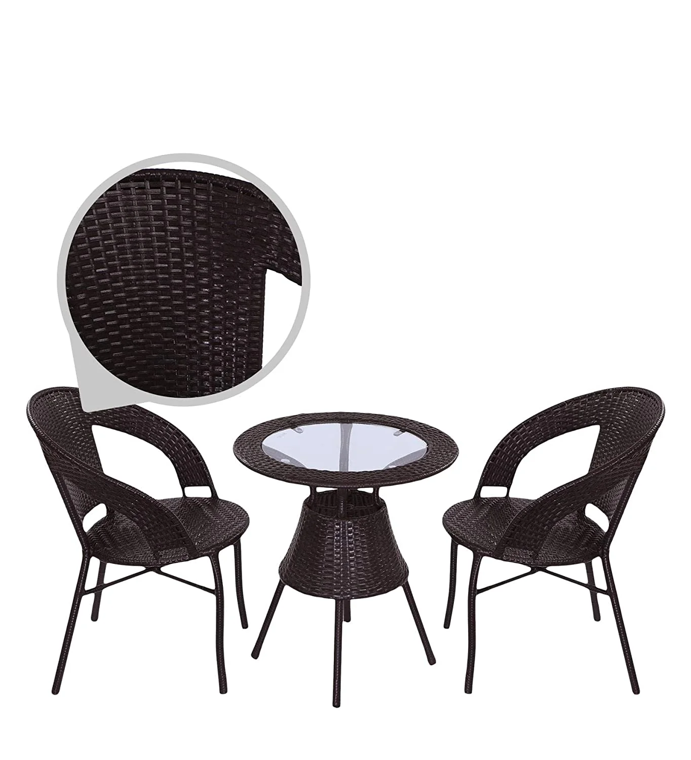 Gem Outdoor Patio Seating Set 2 Chairs and 1 Table Set (Brown) - Image 8