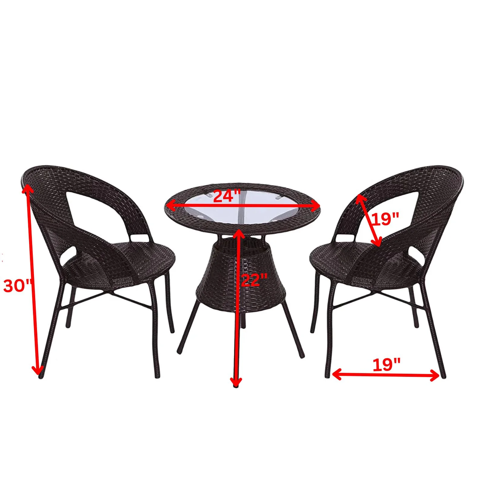 Gem Outdoor Patio Seating Set 2 Chairs and 1 Table Set (Brown) - Image 9