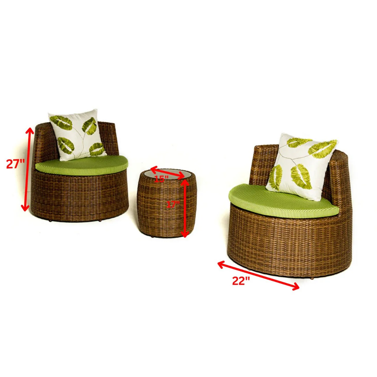 Leonora Outdoor Patio Sofa Set 2 Single Seater and 1 Table (Brown) - Image 4