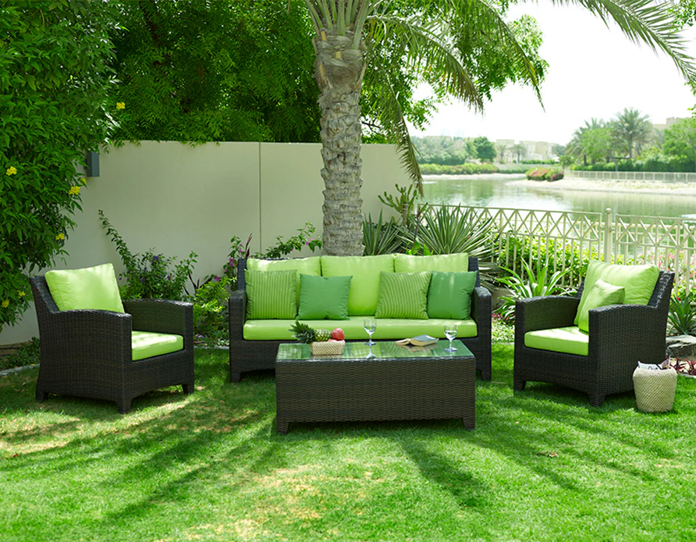 Alfonsoo Outdoor Patio Sofa Set 5 Seater and 1 Center Table (Dark brown) - Image 5
