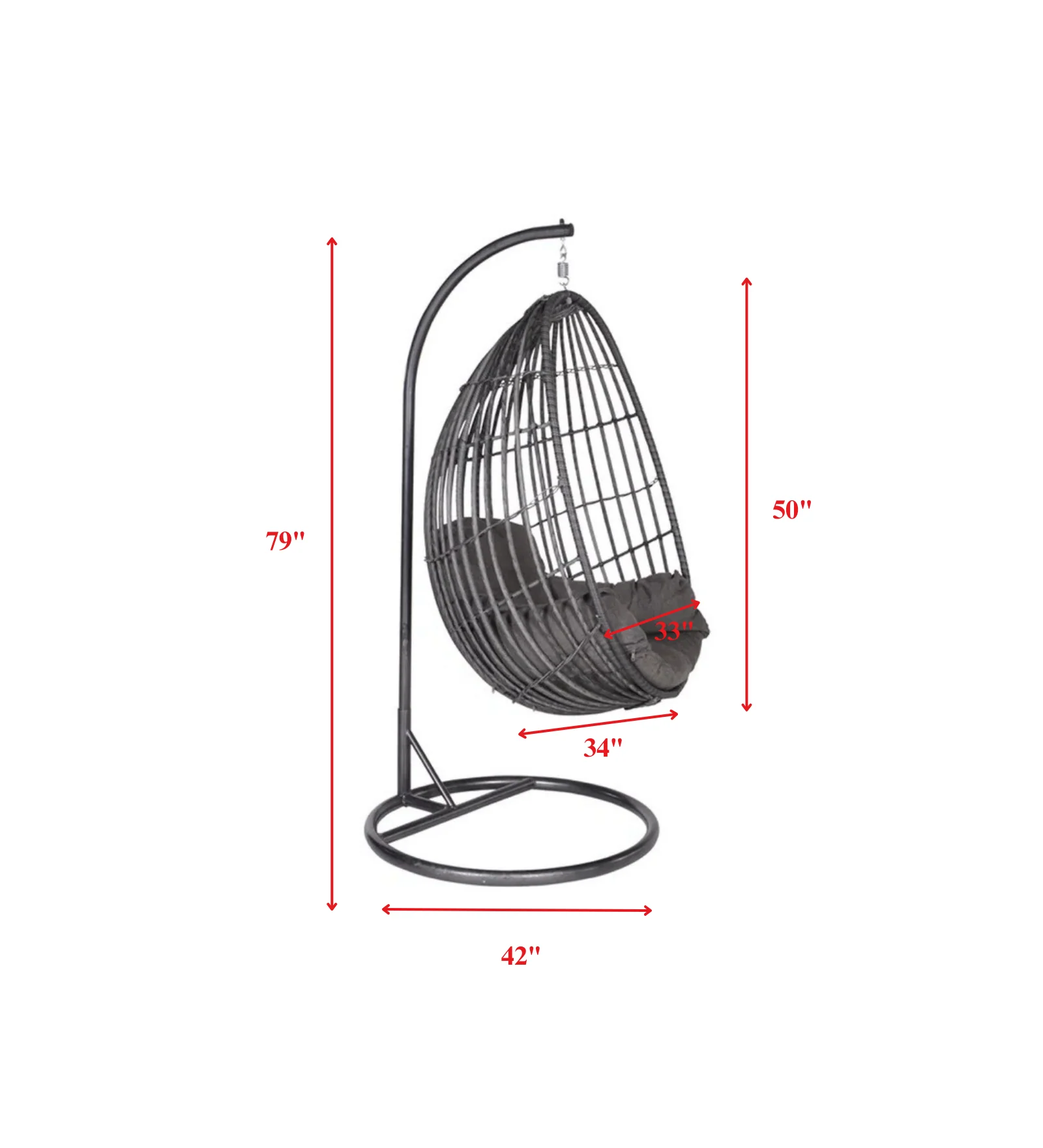 Verratti Single Seater Hanging Swing With Stand For Balcony , Garden Swing (Black) - Image 5