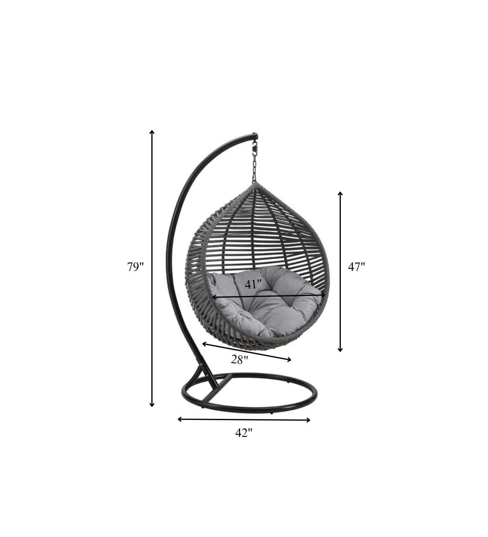 Nereza Single Seater Hanging Swing With Stand For Balcony , Garden Swing (Black) - Image 5