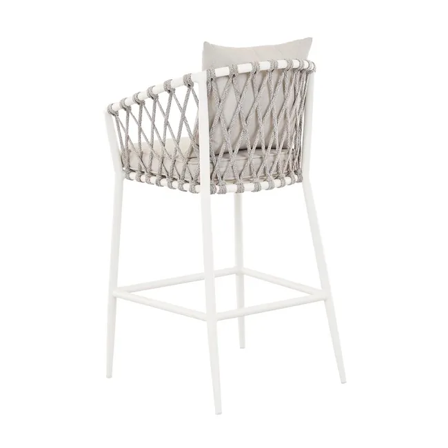 Dupont Outdoor Patio Bar Chair 2 Chairs For Balcony (White) Braided & Rope - Image 3
