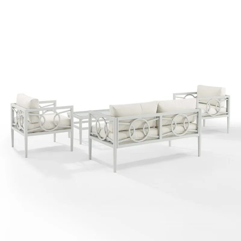 Duval Outdoor Sofa Set 2 Seater , 2 Single seater and 1 Center Table (White) - Image 3