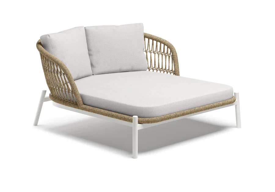 Ecer Outdoor Poolside Sunbed With Cushion Daybed Braided & Rope - Image 3
