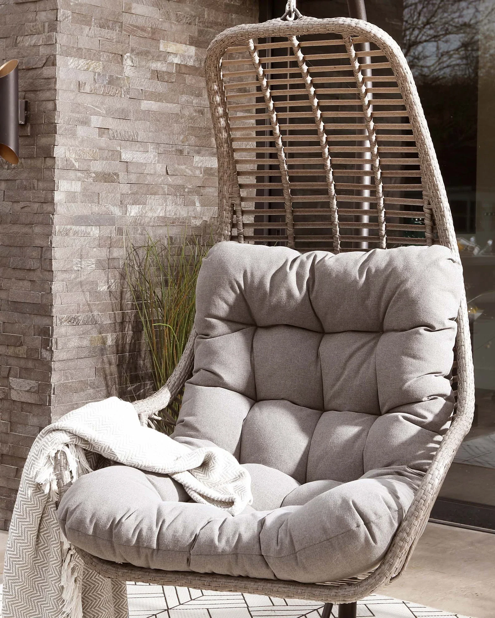 Edmondo Single Seater Hanging Swing With Stand For Balcony , Garden Swing (Grey) - Image 3