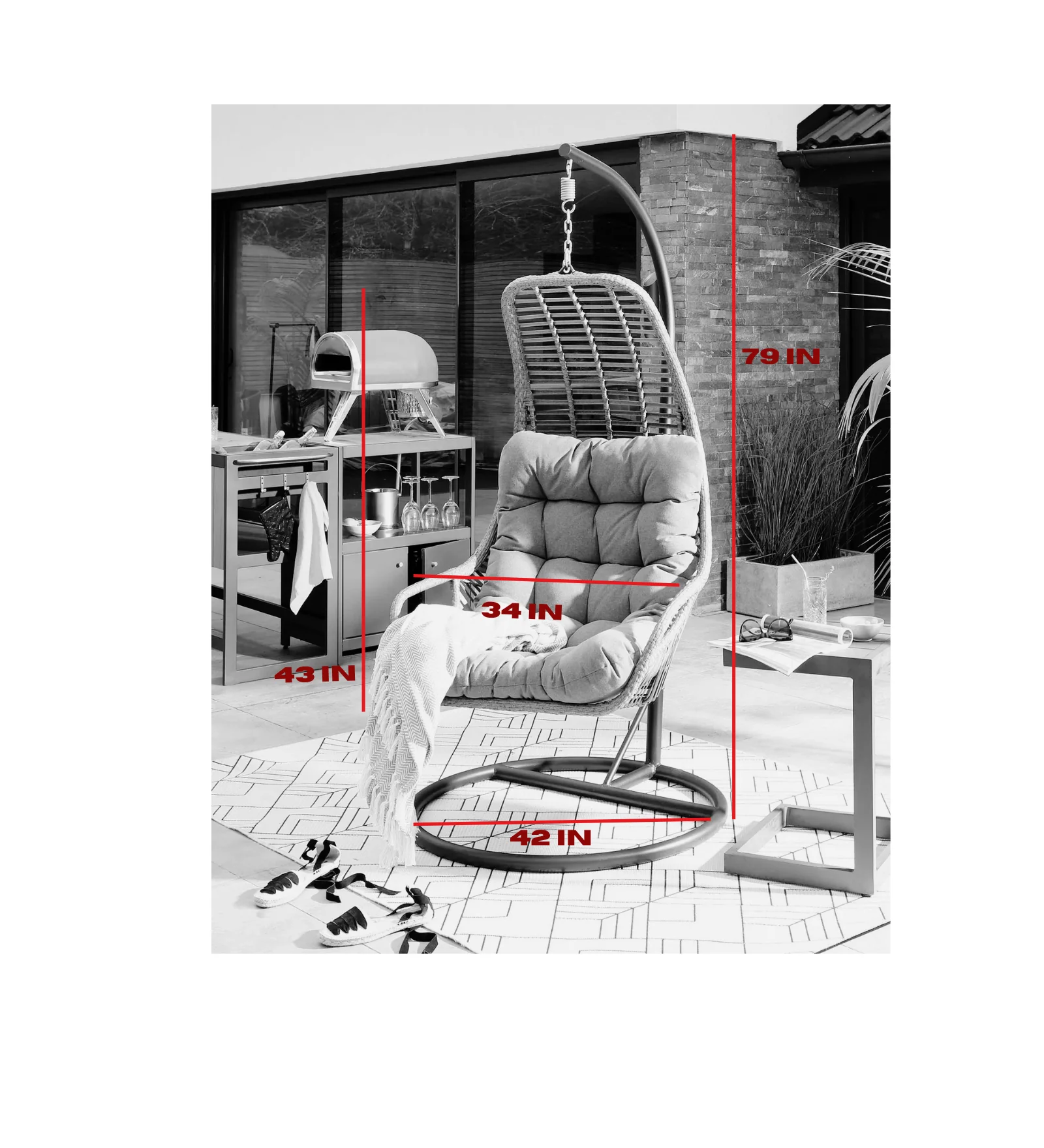 Edmondo Single Seater Hanging Swing With Stand For Balcony , Garden Swing (Grey) - Image 7