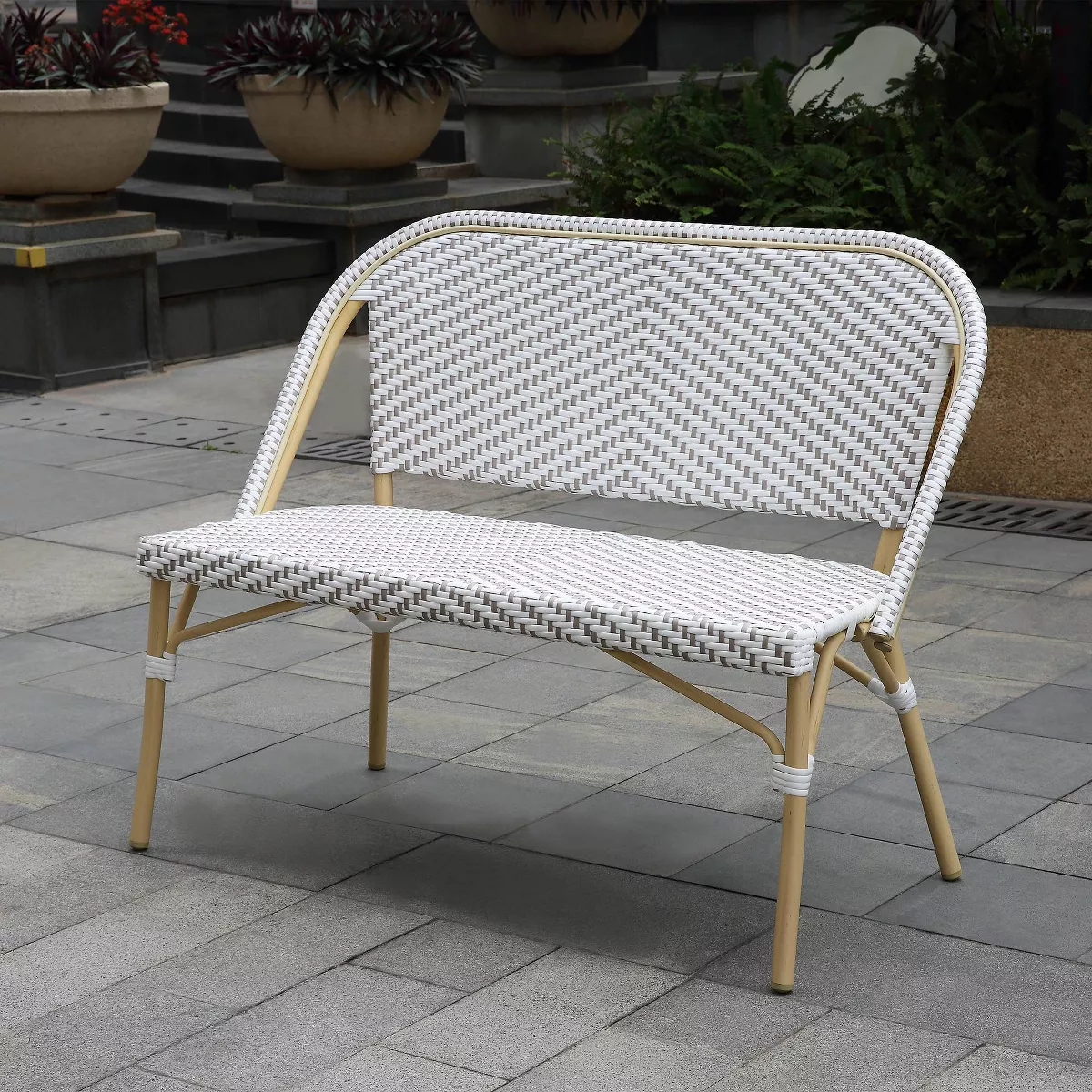 Edoardo Wicker 2 Seater Garden Bench for Outdoor Park
