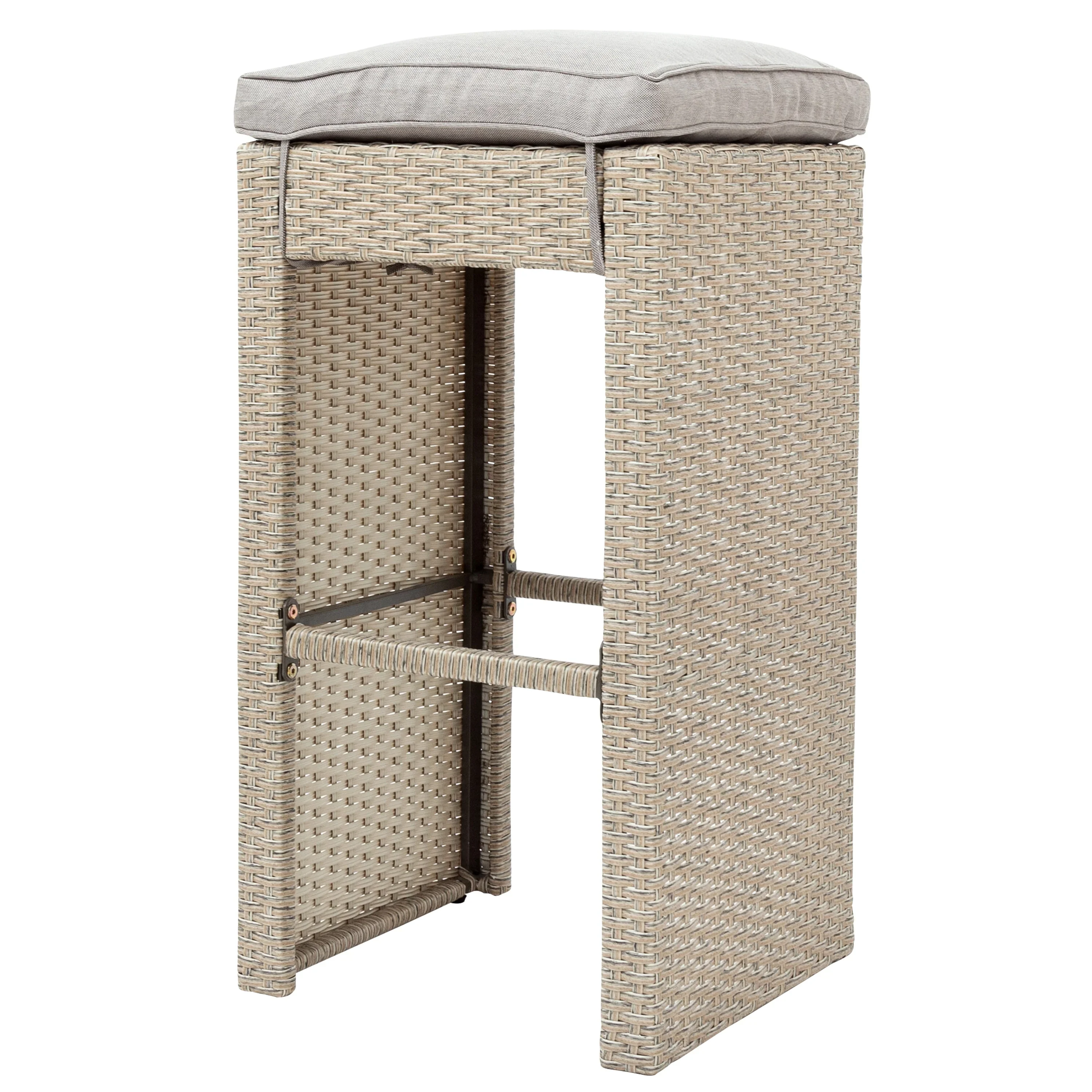 Elvan Outdoor Bar Sets 4 Stool and 1 Table Patio Bar Set (Cream) - Image 3