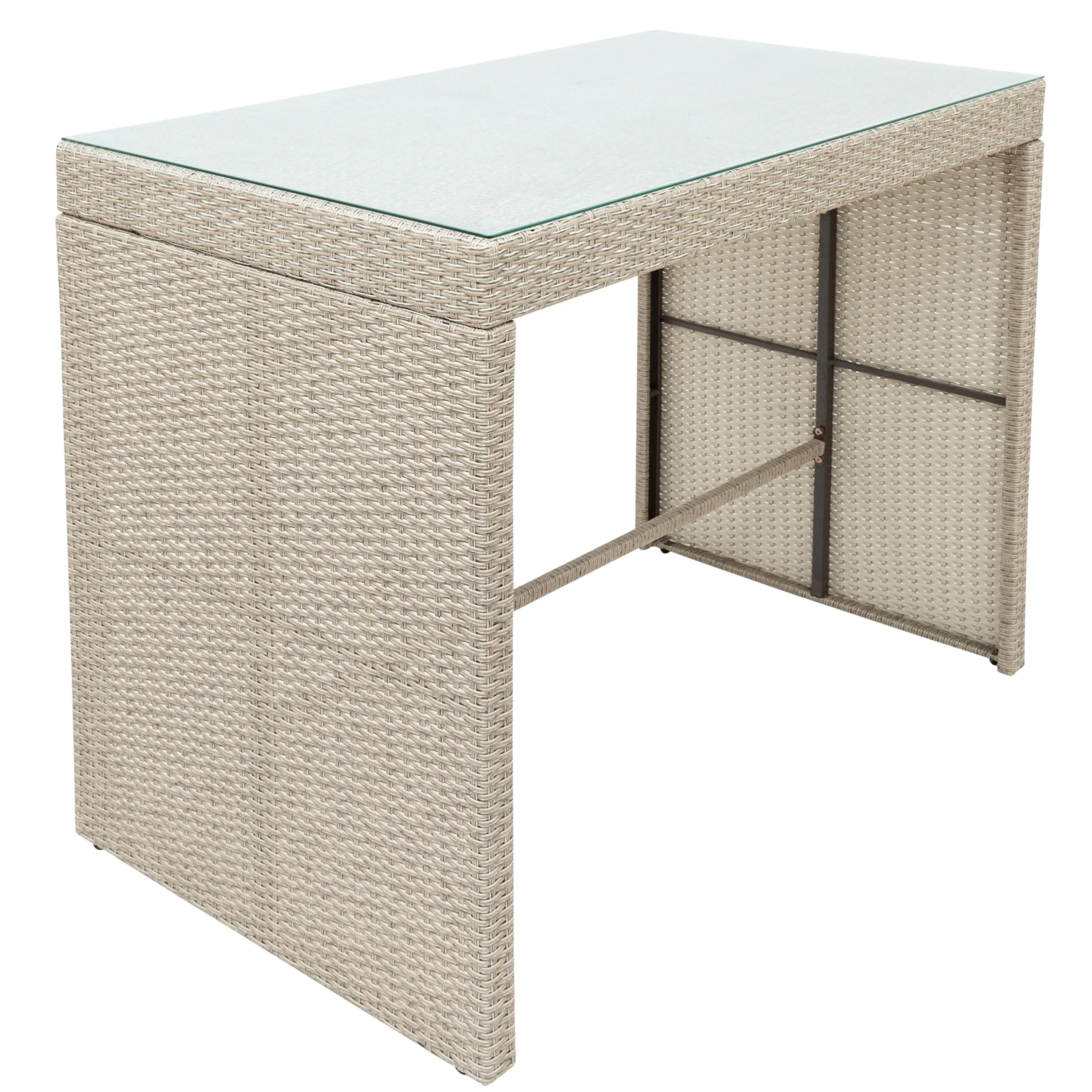 Elvan Outdoor Bar Sets 4 Stool and 1 Table Patio Bar Set (Cream) - Image 4