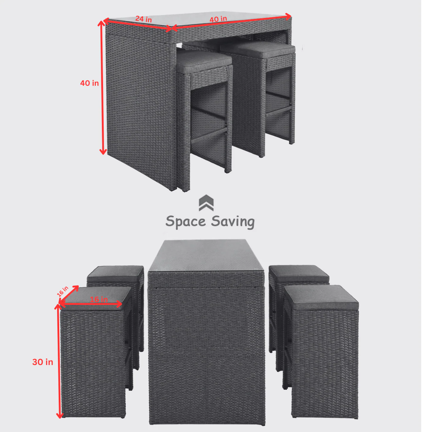 Elvan Outdoor Bar Sets 4 Stool and 1 Table Patio Bar Set (Cream) - Image 5