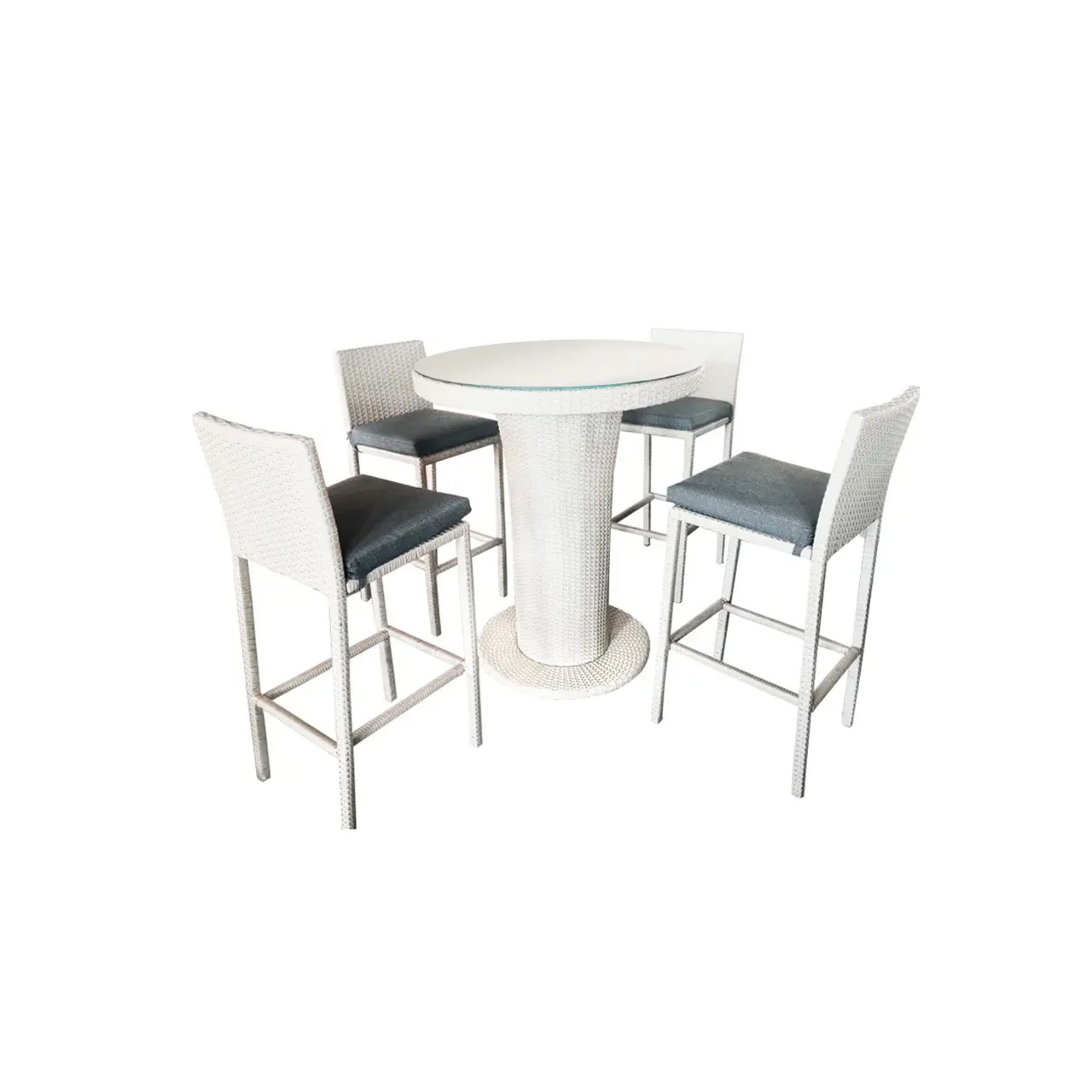 Epifanio Outdoor Patio Bar Set,  4 Chairs and 1 Table For Balcony (White) - Image 2