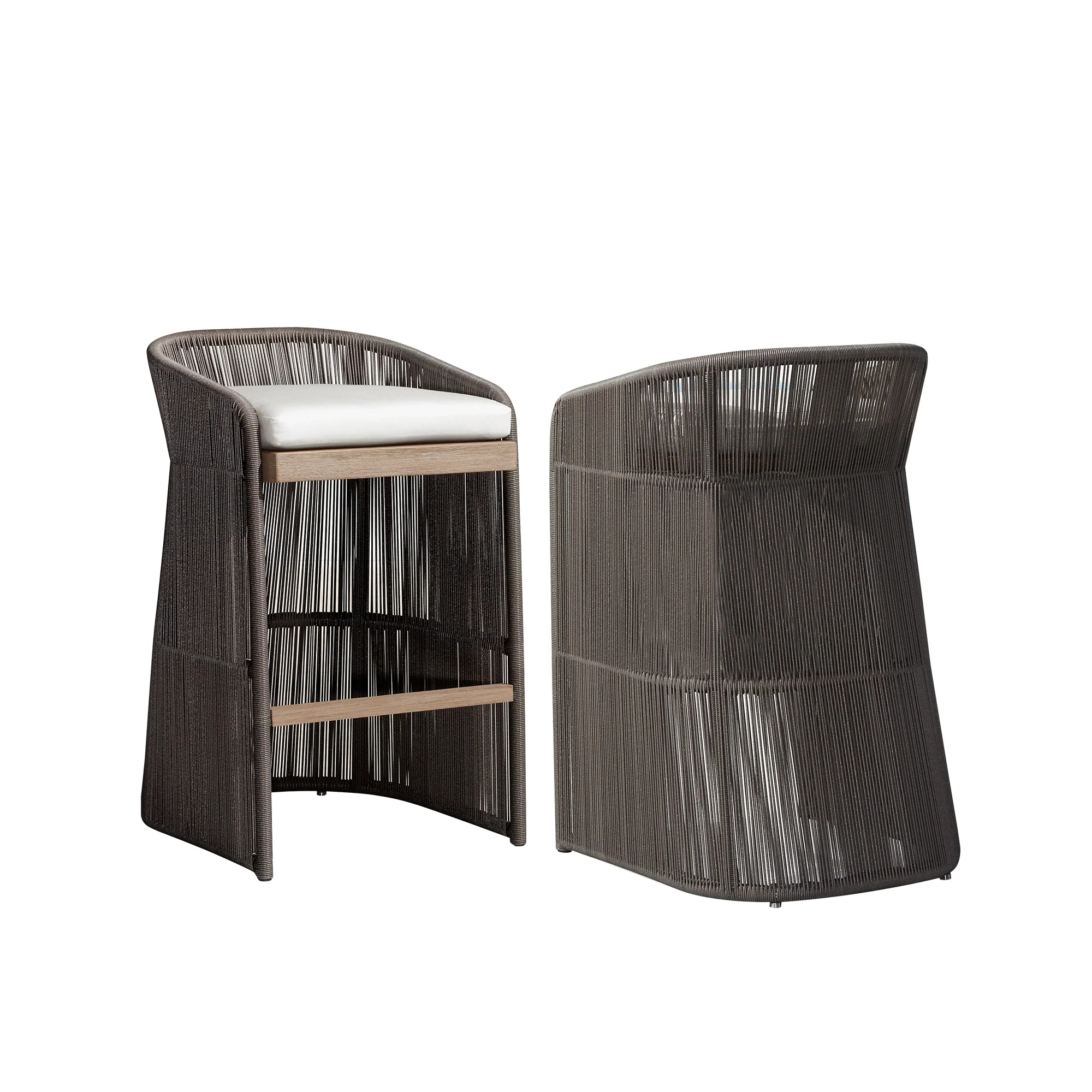 Erim Outdoor Patio Bar Chair 2 Chair For Balcony Braided & Rope - Image 3