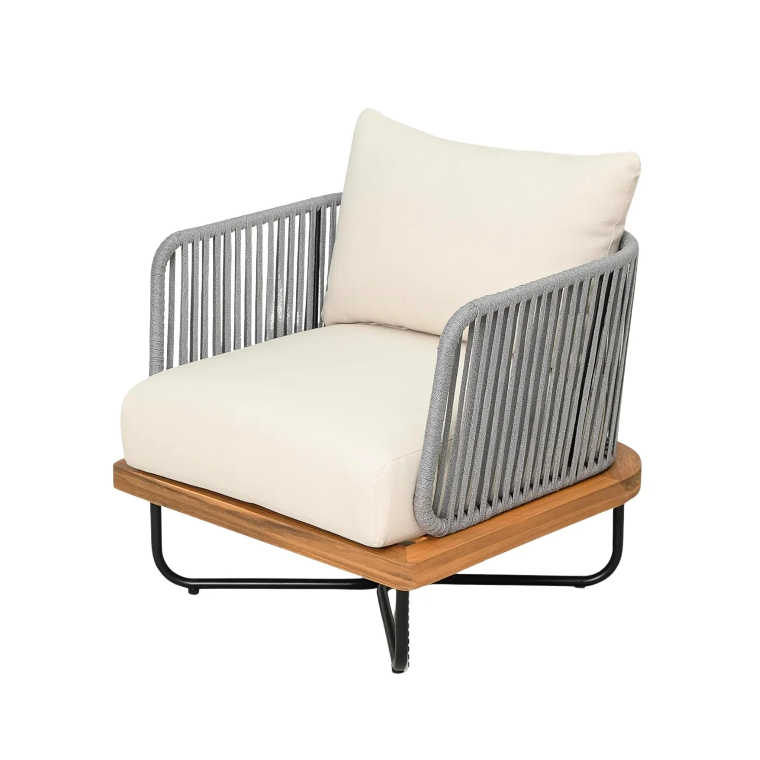Eros Outdoor Garden Balcony Sofa Set 2 Seater , 2 Single Seater 1 Center Table Set Braided and Rope (Grey) - Image 7