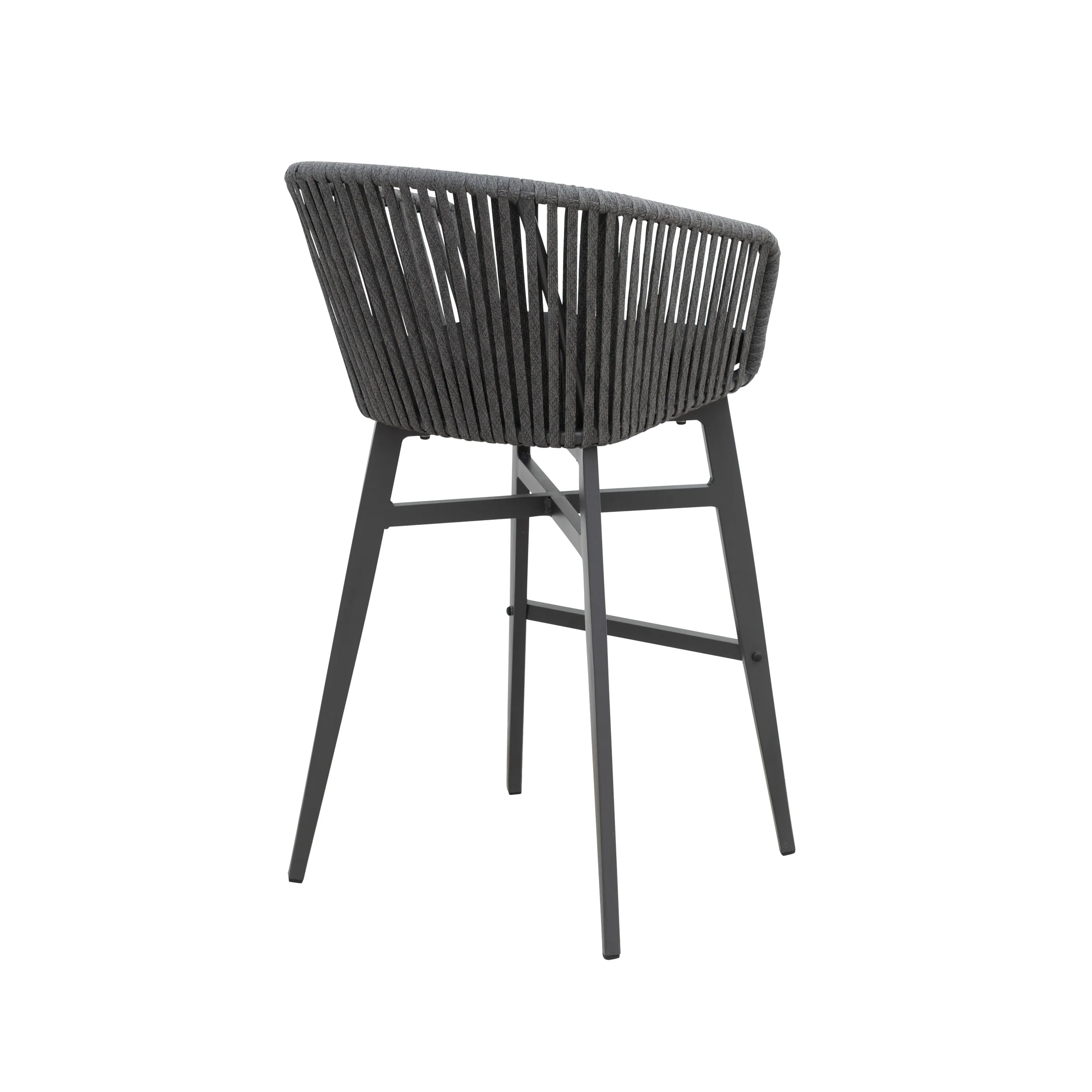 Esen Outdoor Patio Bar Chair 2 Chair For Balcony Braided & Rope (Dark Grey) - Image 7