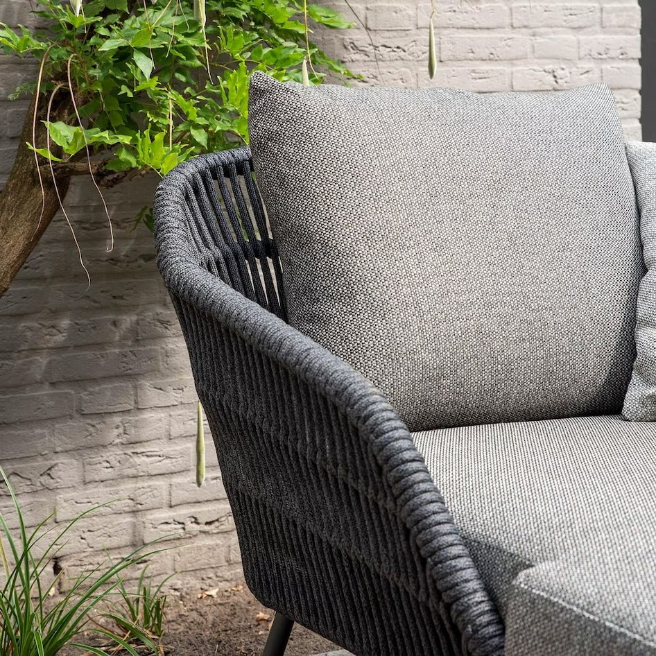 Evana Outdoor Swimming Poolside Lounger With  1 Side Table (Grey) Braided & Rope - Image 4