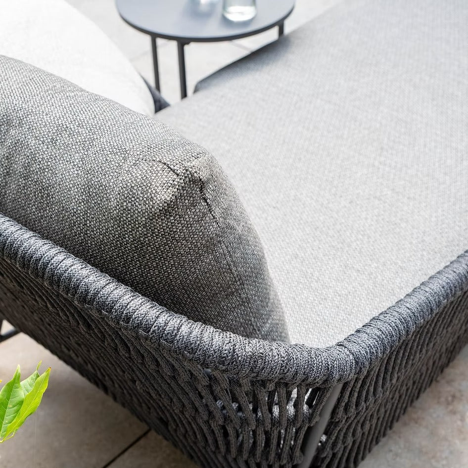 Evana Outdoor Swimming Poolside Lounger With  1 Side Table (Grey) Braided & Rope - Image 5