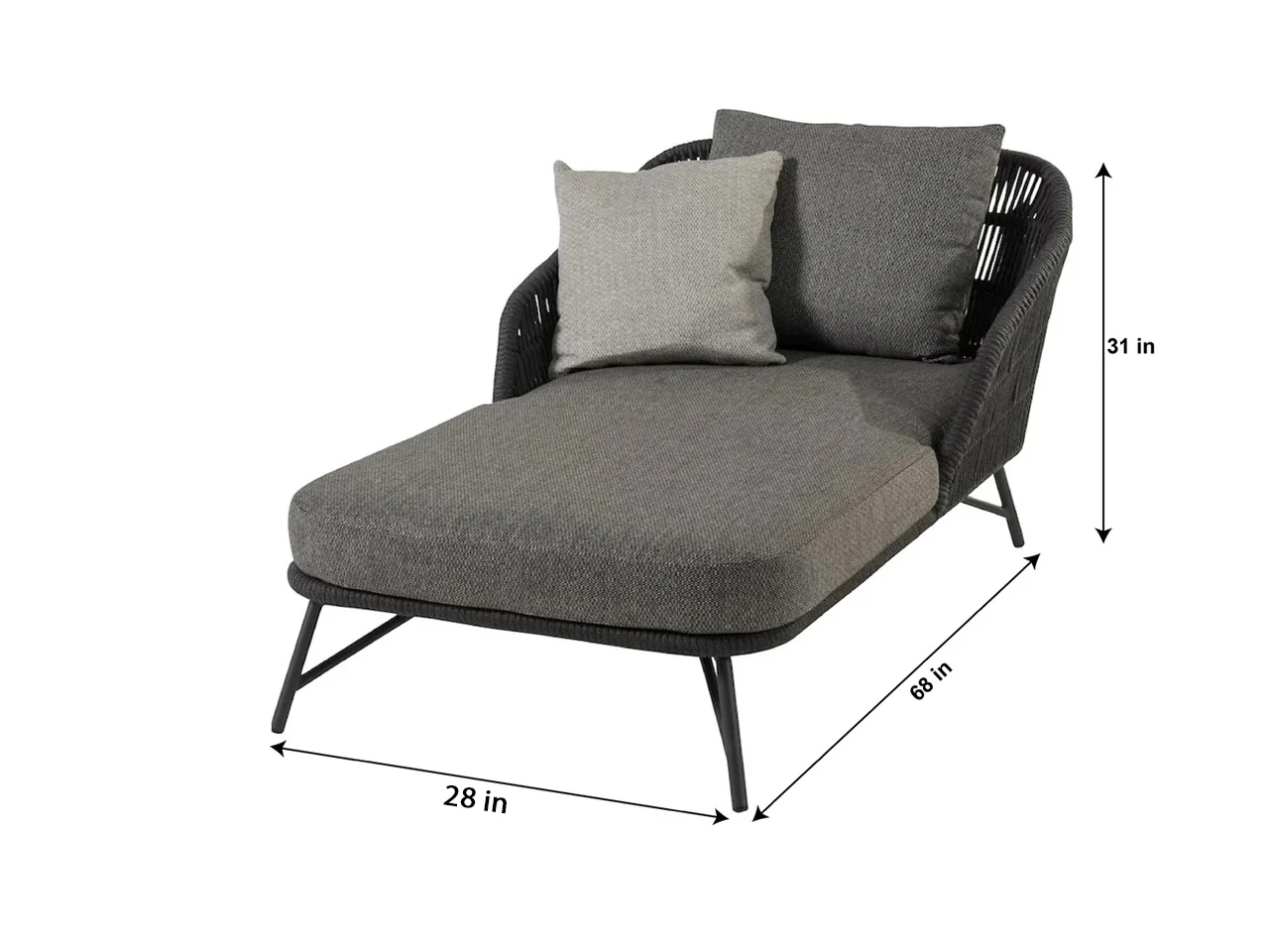 Evana Outdoor Swimming Poolside Lounger With  1 Side Table (Grey) Braided & Rope - Image 7