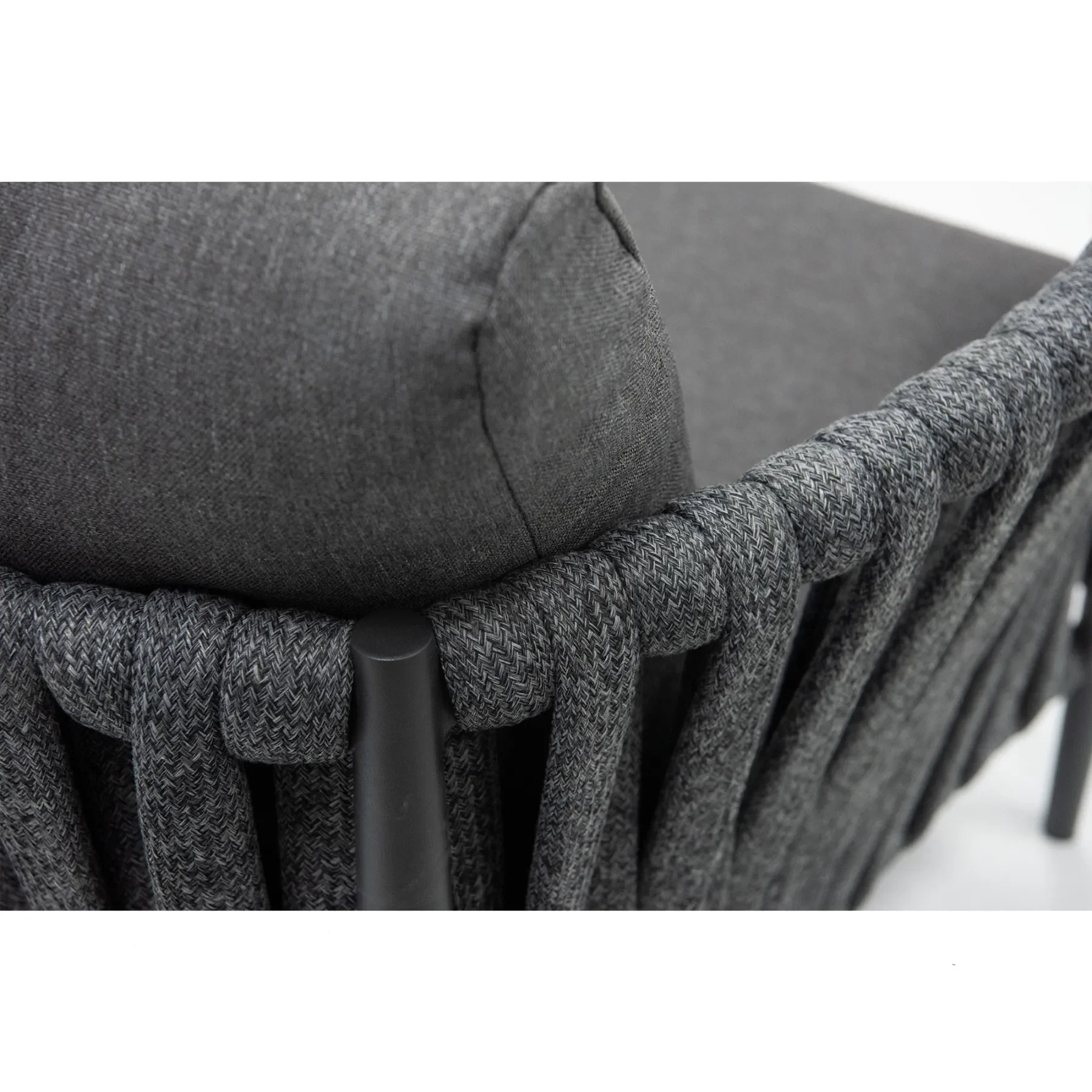 Fabian Outdoor Garden Balcony Sofa Set 5 Seater and 1 Center Table Set, Braid & Rope (Dark Grey) - Image 9