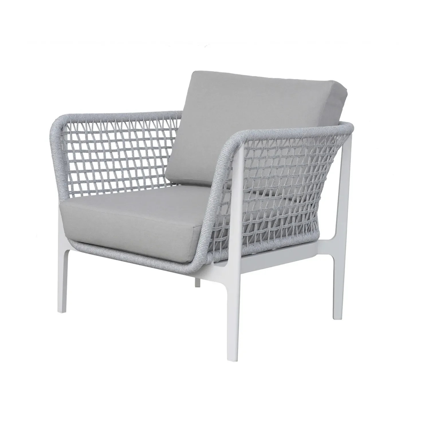Fadad Outdoor Garden Balcony Sofa Set 3 Seater, 2 Single seater and 1 Center Table Set, Braid & Rope(Grey) - Image 4