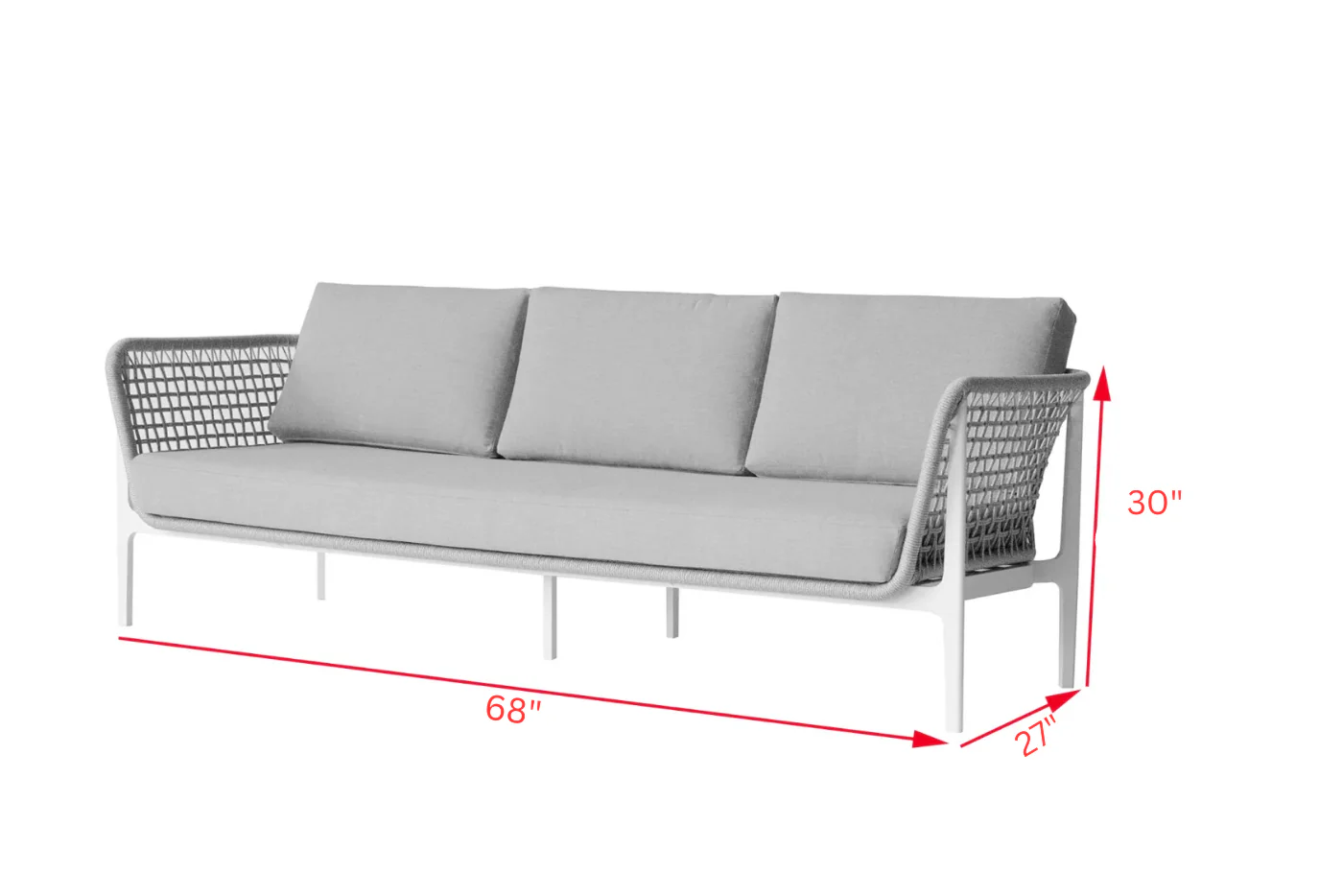 Fadad Outdoor Garden Balcony Sofa Set 3 Seater, 2 Single seater and 1 Center Table Set, Braid & Rope(Grey) - Image 8