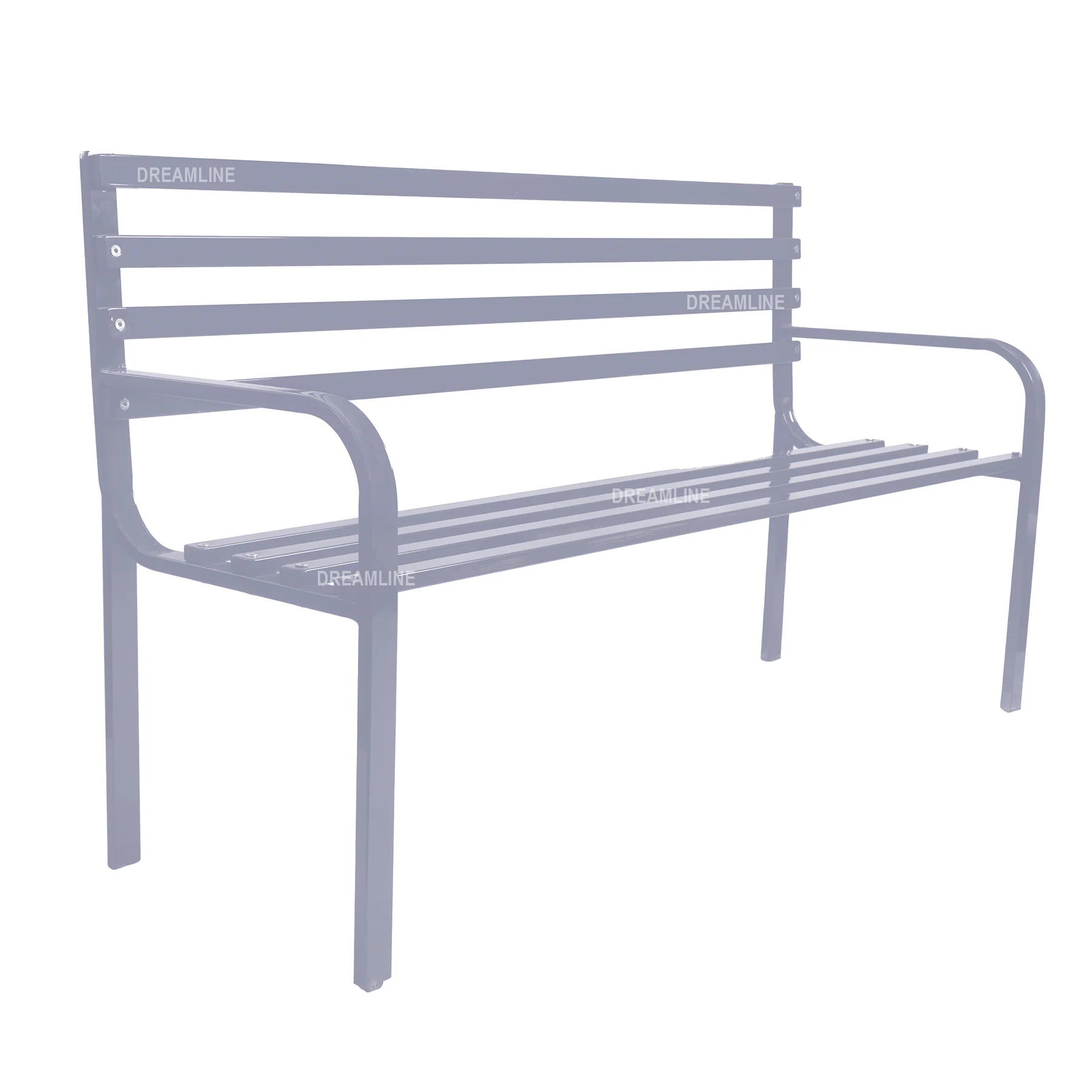 Faith Metal 3 Seater Garden Bench for Outdoor Park - (Grey) - Image 4