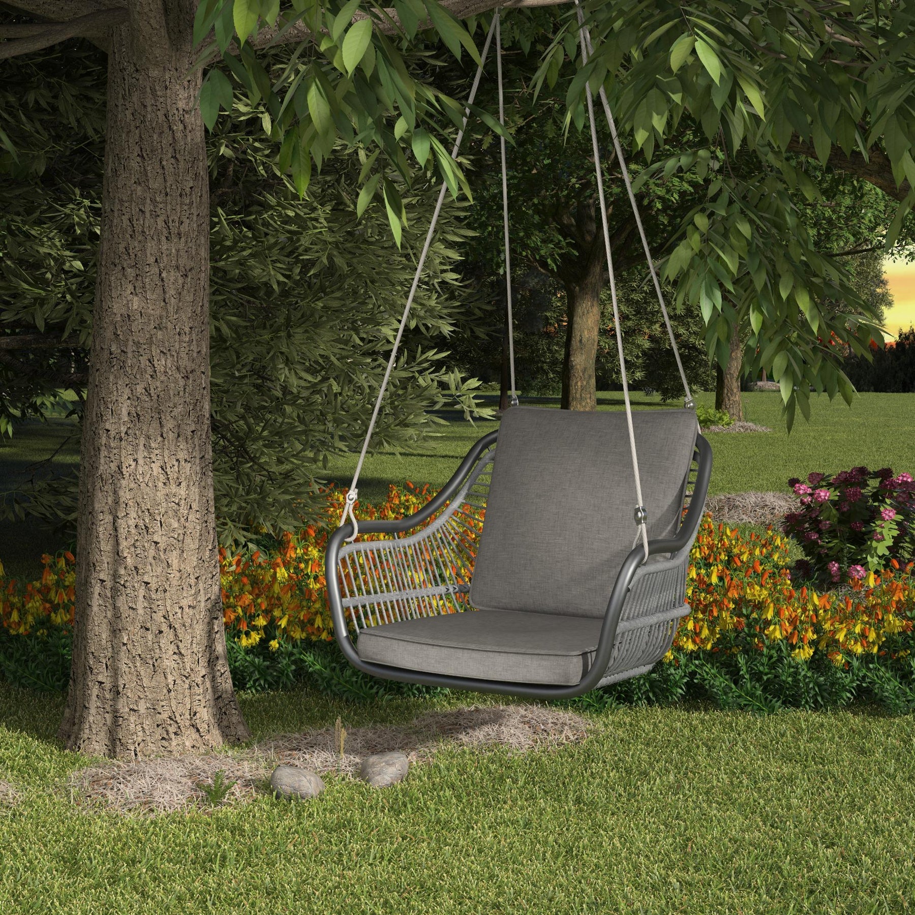 Felice Single Seater Hanging Swing Without Stand For Balcony , Garden Swing (Grey) - Image 2