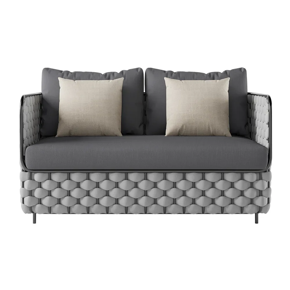 Fepel Outdoor Garden Balcony Sofa Set 2 Seater, 2 Single seater and 1 Center Table Set, Braid & Rope - Image 6