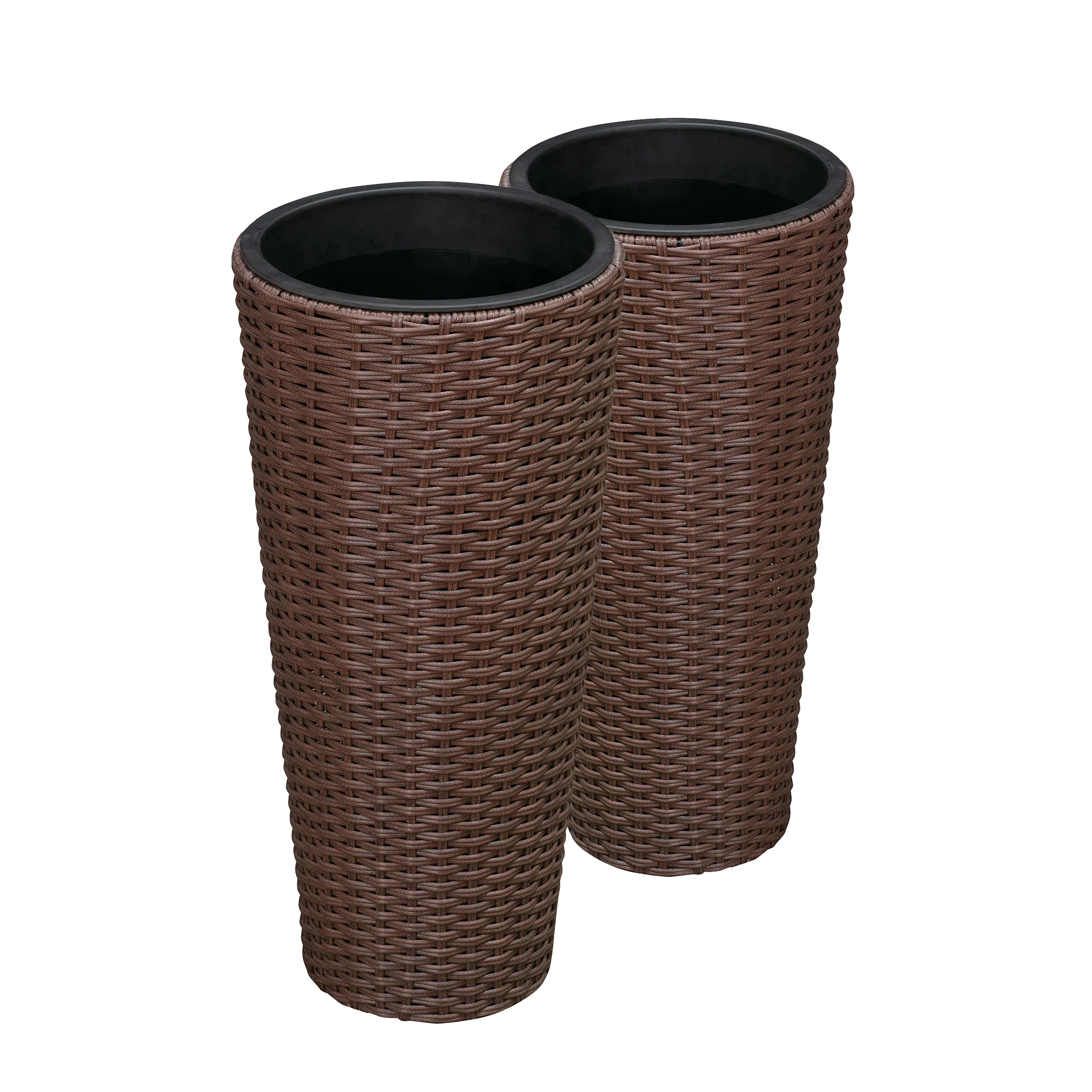 Fifi Outdoor Wicker Planters For Garden, Balcony (Brown) Set of 2 - Image 2