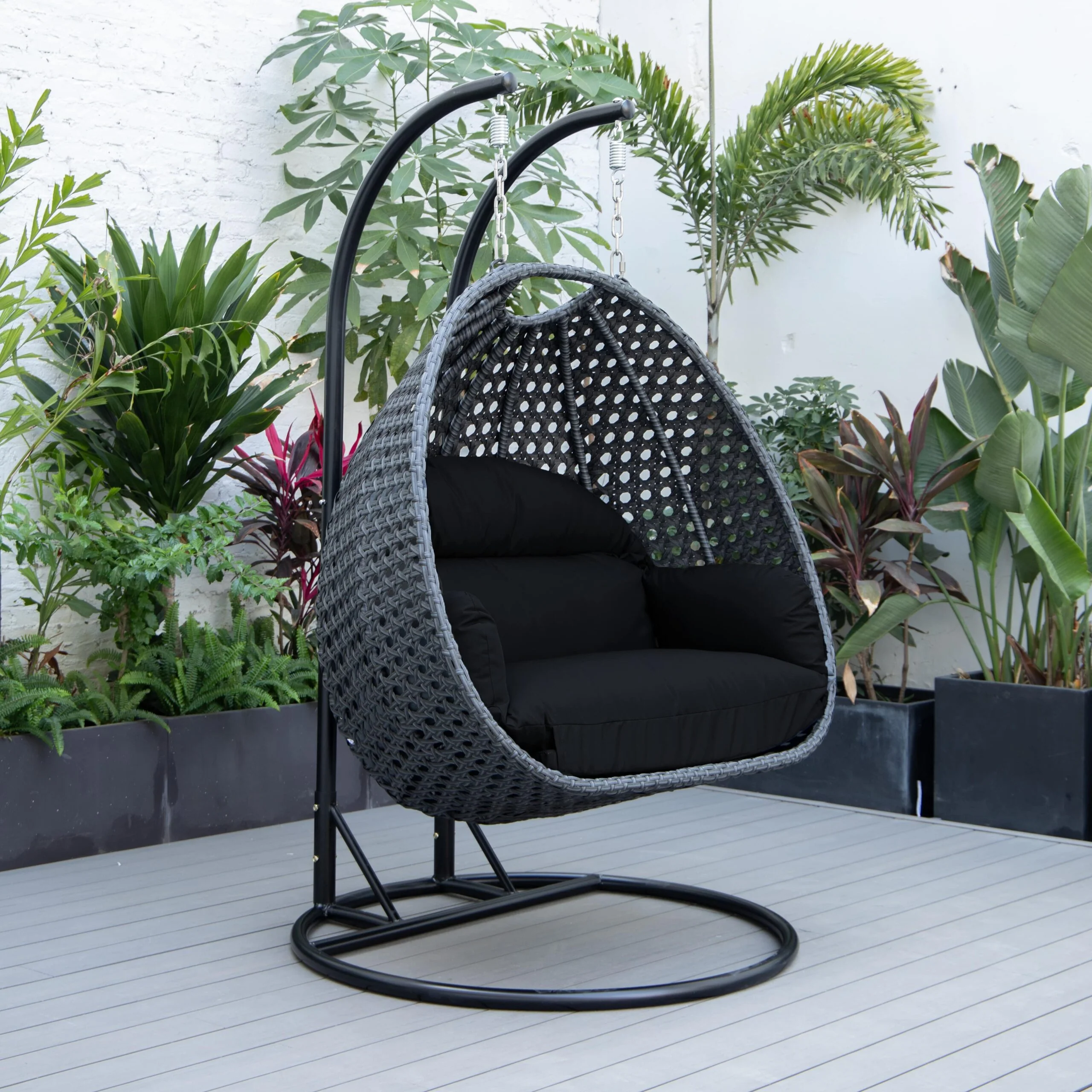 Fino Double Seater Hanging Swing With Stand For Balcony , Garden Swing (Dark Grey) - Image 10