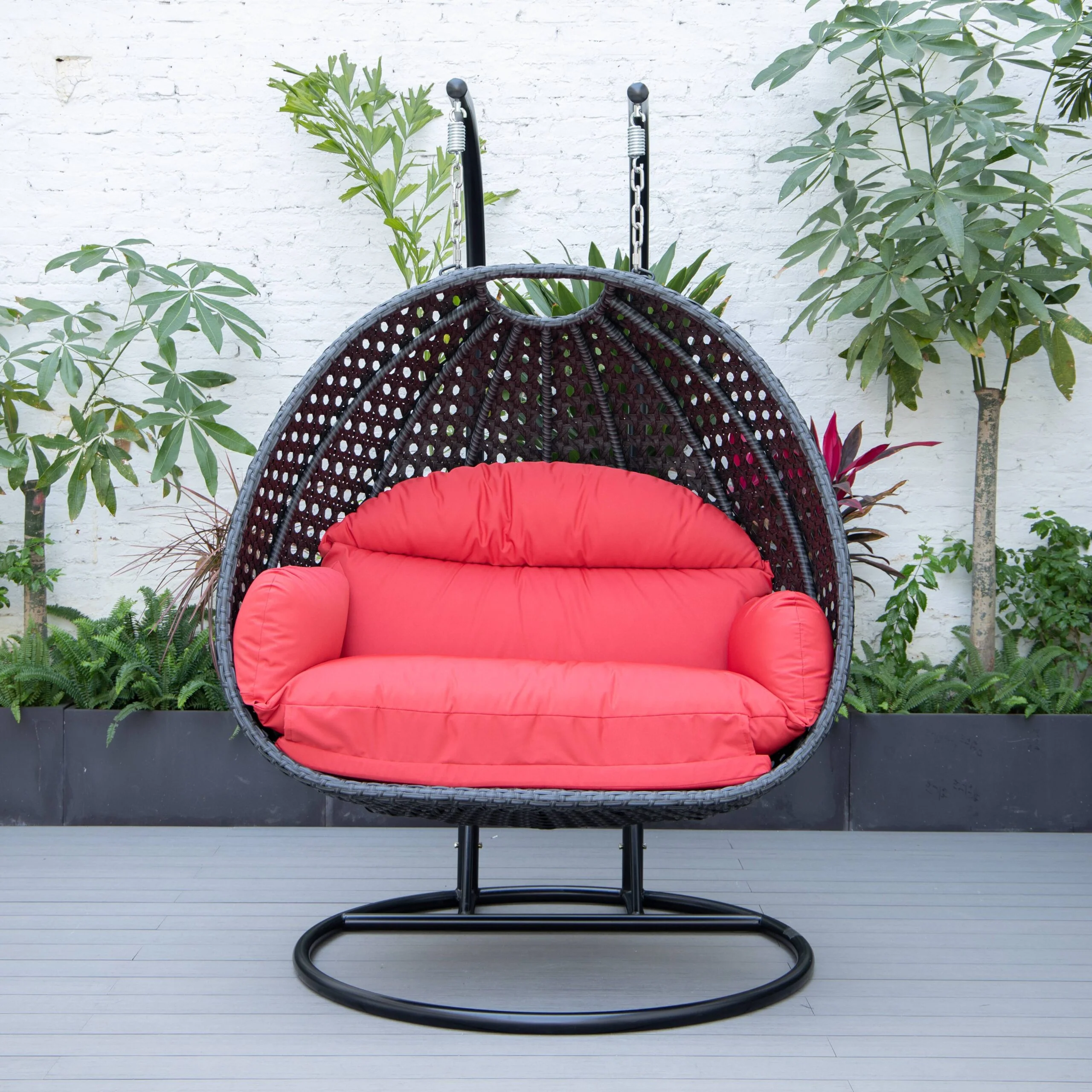 Fino Double Seater Hanging Swing With Stand For Balcony , Garden Swing (Dark Grey) - Image 110