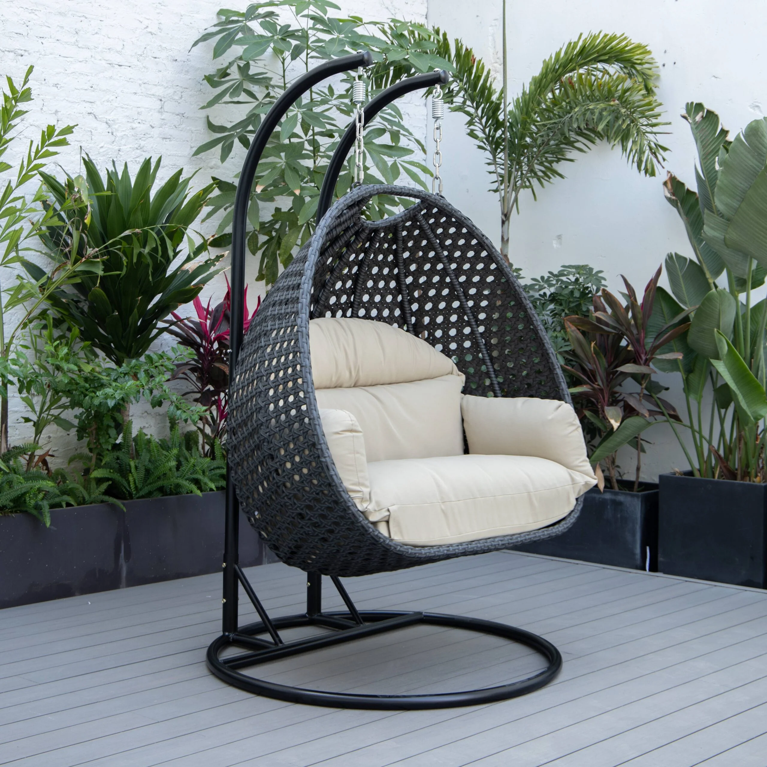 Fino Double Seater Hanging Swing With Stand For Balcony , Garden Swing (Dark Grey) - Image 119