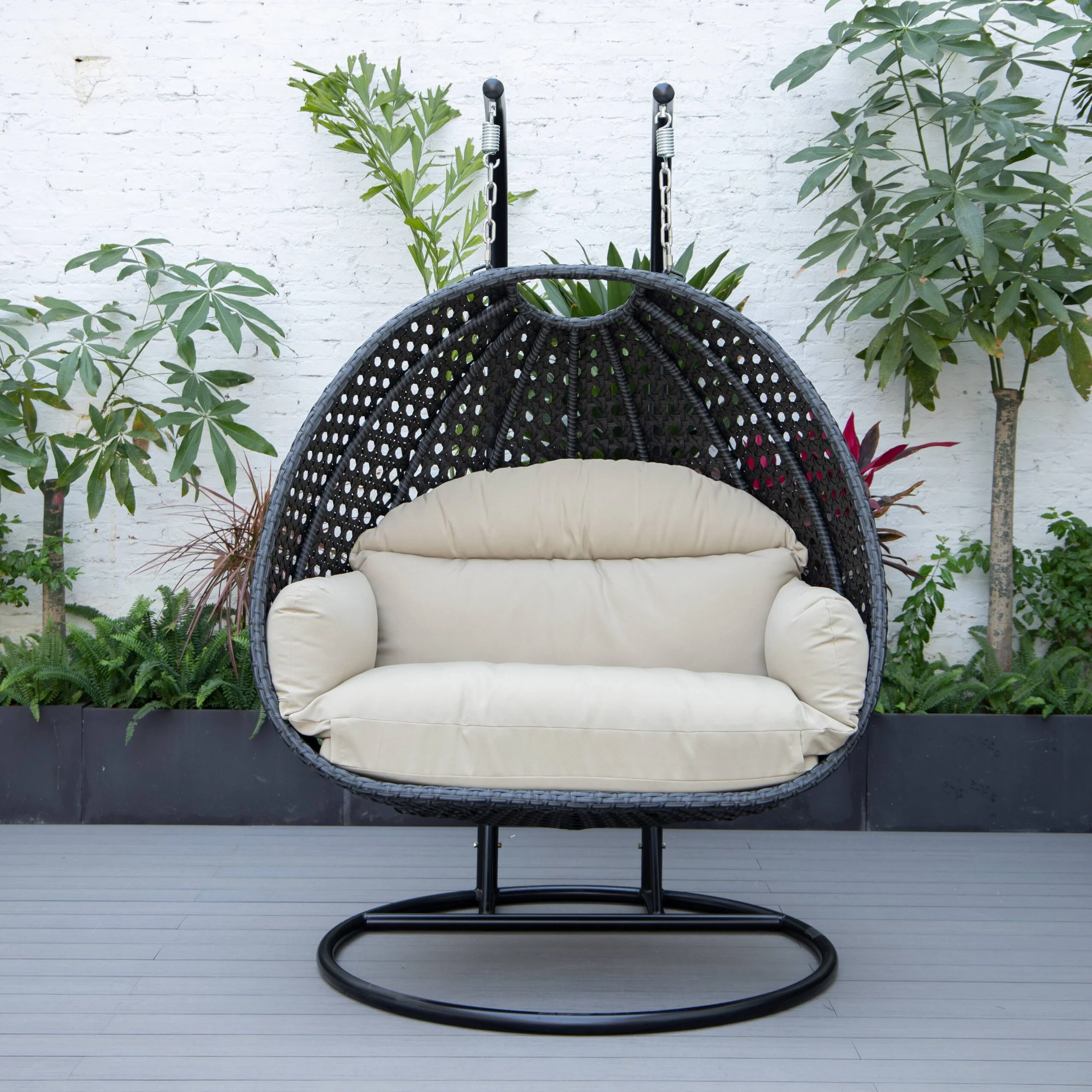 Fino Double Seater Hanging Swing With Stand For Balcony , Garden Swing (Dark Grey) - Image 120