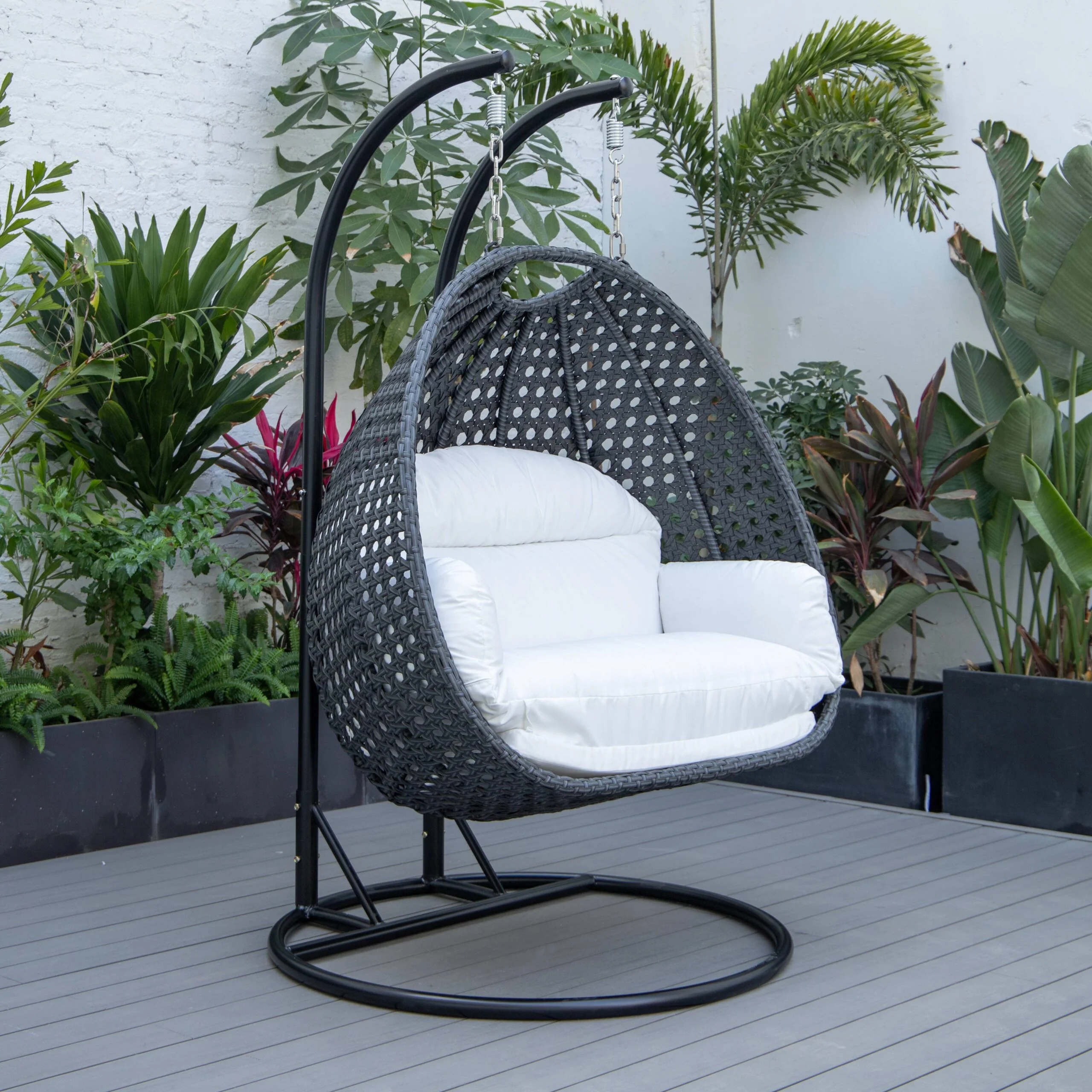 Fino Double Seater Hanging Swing With Stand For Balcony , Garden Swing (Dark Grey) - Image 129