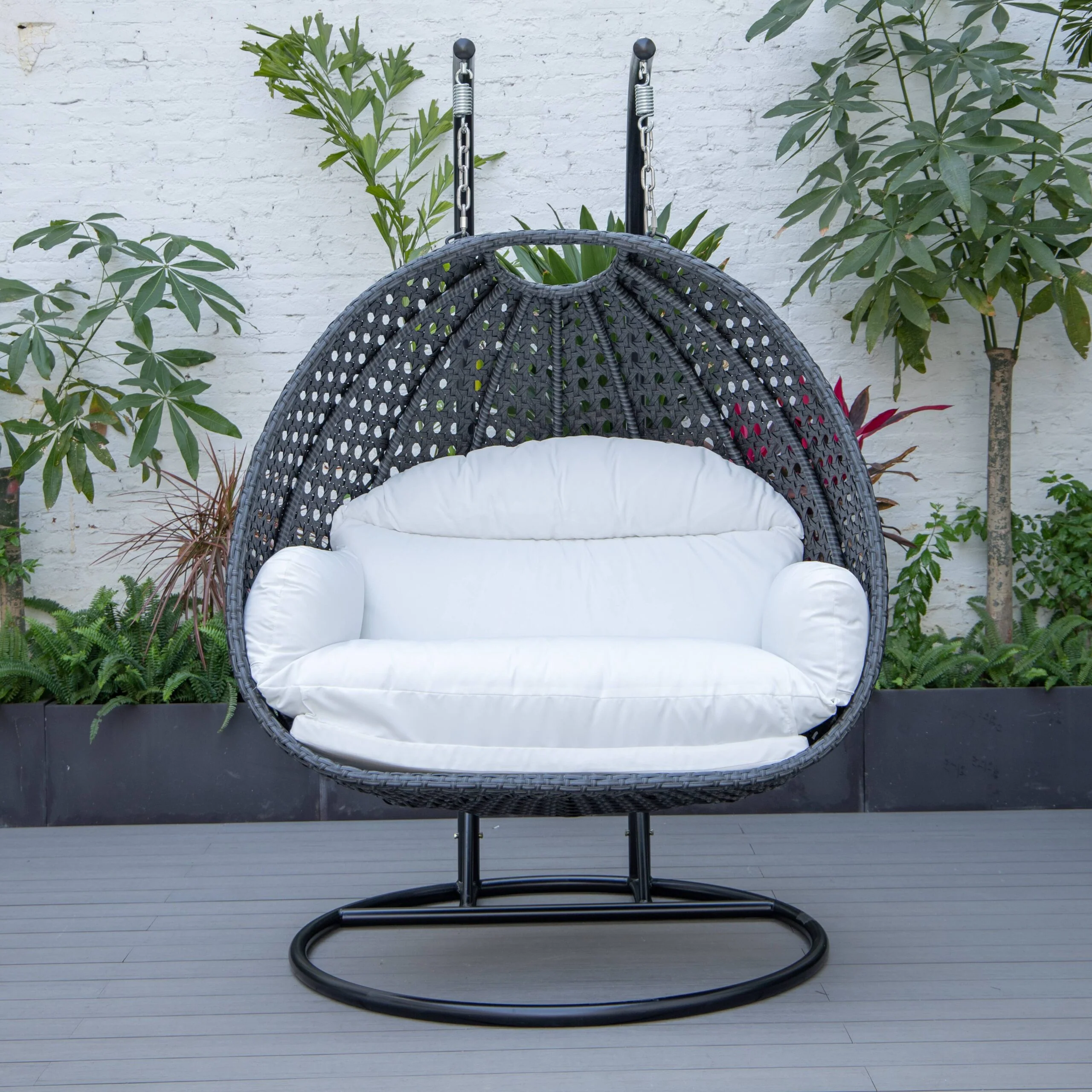 Fino Double Seater Hanging Swing With Stand For Balcony , Garden Swing (Dark Grey) - Image 130