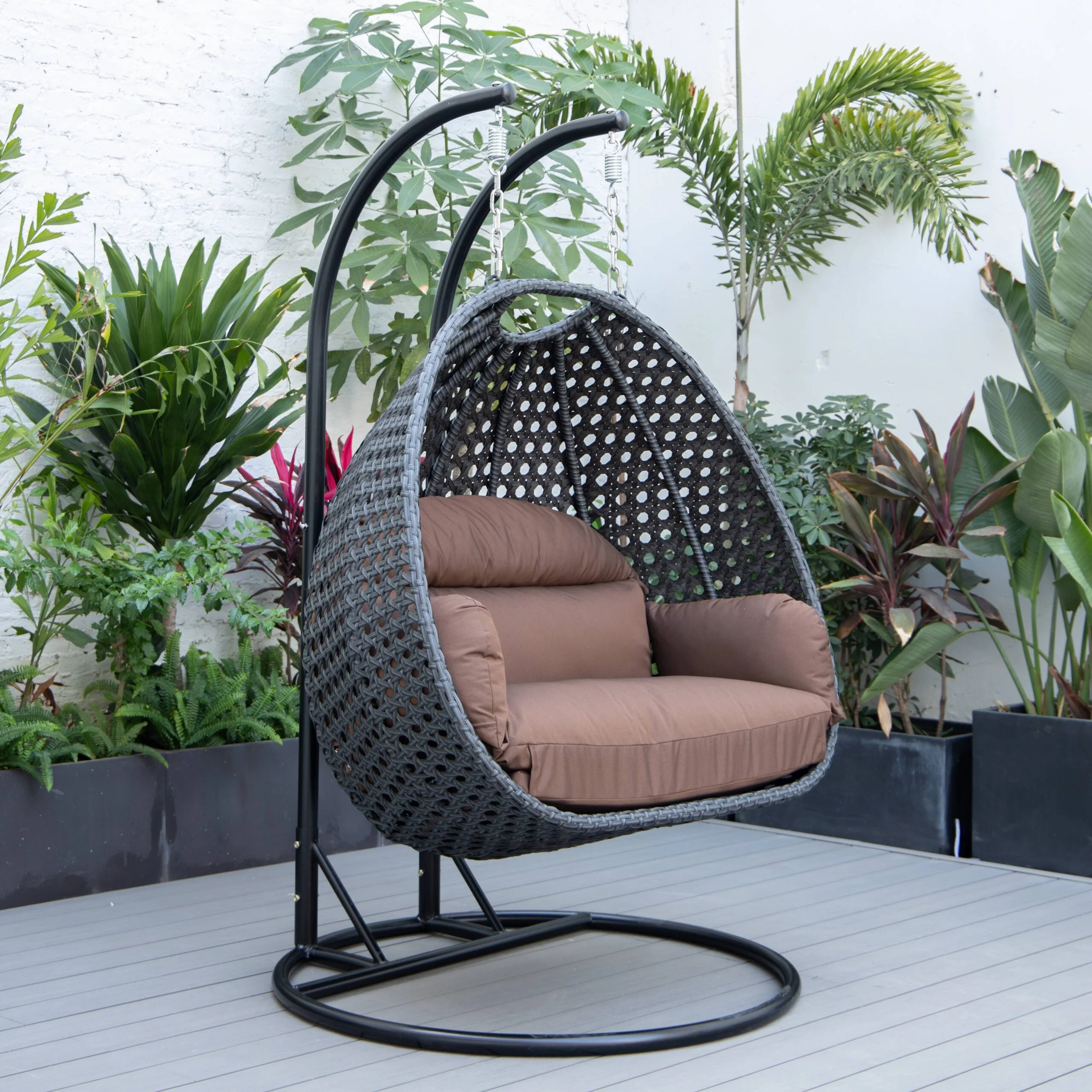 Fino Double Seater Hanging Swing With Stand For Balcony , Garden Swing (Dark Grey) - Image 30