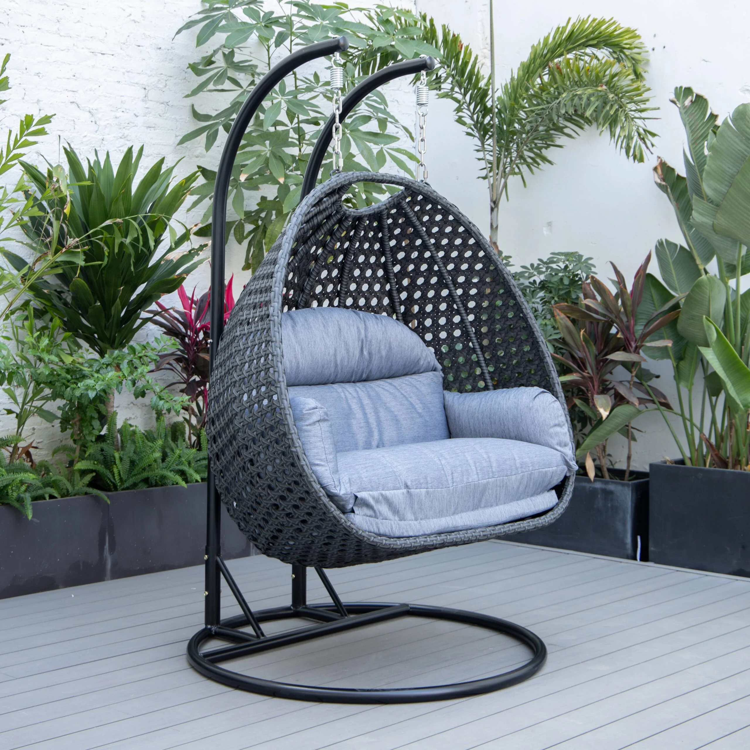 Fino Double Seater Hanging Swing With Stand For Balcony , Garden Swing (Dark Grey) - Image 40